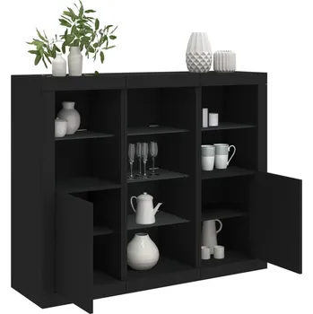 Příborník do zásuvky Příborníky s LED osvětlením 3 ks černé kompozitní dřevo - 8721012261075