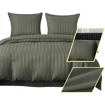 Povlečení Povlečení z damašku 160x200 MODERNÍ BARVA KHAKI Jemné proužky STYLOVÉ