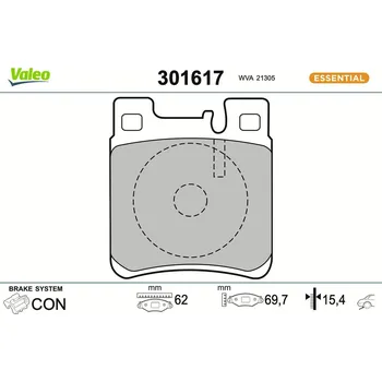 Brzdová destička Sada brzdových destiček, kotoučová brzda VALEO 301617