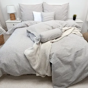 Povlečení Krepové povlečení Proužek béžový Zapínání: knoflík, Velikost polštáře: 70x90, Velikost přikrývky: 140x200