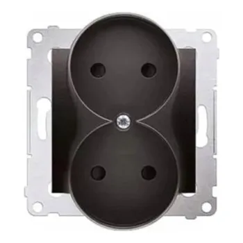 Elektrická zásuvka Kontakt Simon 54 Dvojitá zásuvka bez uzemnění Černá matná DG2MZ.01/49