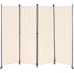 MultiGarden AW-022/4TLG Skládací zahradní a pokojový paraván, 4dílný, 167 x 216 cm, béžový