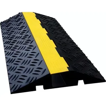 kabelová chránička Černo-žlutý gumový kabelový most s víkem - 100 x 50 x 10 cm, 81011039