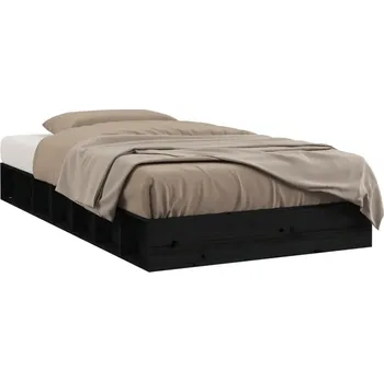 Postel Černá postel z masivního borovicového dřeva 192,5 x 93 x 21 cm