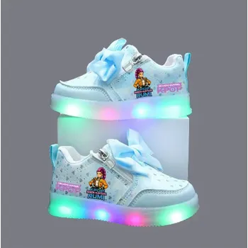 Dětská treková obuv KPop Demon Hunters (Lovkyně démonů) Dívčí LED svítící tenisky Kpop Demon Hunters - Lovkyně démonů Motiv: modrá 1, Velikost: 22