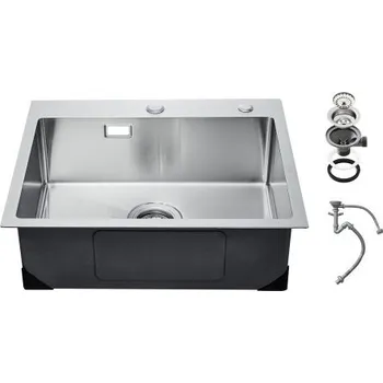 Nerezový dřez Pracovní stanice 68cm s kuchyňským dřezem, nerezový dřez 304 s horní montáží, vestavný jednodřezový umyvadlo ve venkovském stylu s příslušenstvím, dřez do myčky nádobí pro karavany, přípravnou kuchyň, prádelnu, bar