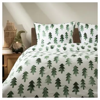 Vánoční bavlněné povlečení | PINNO | vánoční stromky | 200x220 cm | 700446 Homla