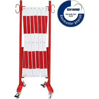 Plot Bílo-červená kolečková mobilní bariéra - 3,6 x 1,05 m