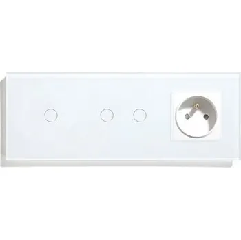 vypínač DOTYKOVÝ SPÍNAČ 1+2 SE ZÁSUVKOU SKLO SCHODIŠŤOVÝ + BĚŽNÝ VYPÍNAČ