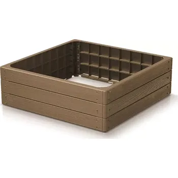 Vyvýšený záhon Hnědý vyvýšený stohovatelný záhon GH14 - 75,6 x 75,6 x 25 cm