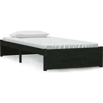 Postel Černý rám postele z masivního borovicového dřeva 195,5 x 95,5 x 31 cm