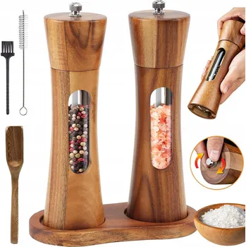Kuchyňský mlýnek MLÝNEK NA SŮL A PEPŘ DŘEVĚNÉ RUČNÍ MLÝNKY NA KOŘENÍ 2 KS