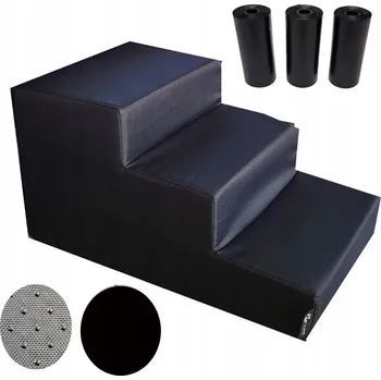 Schody a rampa pro psa SCHODY schůdky pro psa 3 STUPNĚ 30 cm STABILNÍ rampa plošina CELÉ ČERNÉ