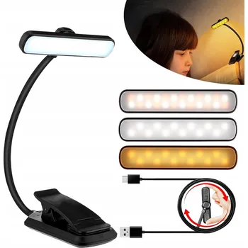 Lampička USB LAMPičKA NA ČTENÍ KNIH NOČNÍ LAMPA S KLIPEM ŠETRNÁ K OČÍM 24LED