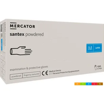 Pracovní rukavice Latexové rukavice Mercator SANTEX pudrované 100 ks bílé Velikost: M