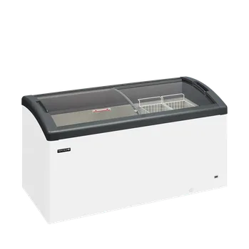 Elcold FOCUS 151 – Prosklený pultový mrazák, 2-oblá posuvná víka, LED, 302 l, bílý, šedý lem