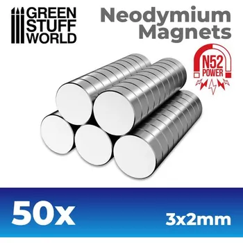 Green Stuff World Neodymium Magnets 3x2mm - 50ks (N52) (Green Stuff World)