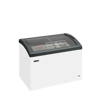 Elcold FOCUS 106 – Prosklený pultový mrazák, 2-oblá posuvná víka, LED, 193 l, bílý, šedý lem