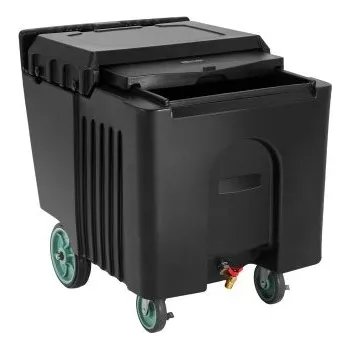 Nádoba na led Komerční nádoba na led, přenosná nádoba na led o hmotnosti 125 liber, izolovaný nosič ledu o rozměrech 31,5 x 22,8 x 29 palců se 4 kolečky a posuvným víkem, velká nádoba na led pro catering, kuchyně, bistra, restaurace a bary