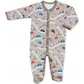 Kojenecký overall OVERAL overal s ROZEPÍNÁNÍM po celé délce, velikost 92, chlapecké pyžamo s MOTIVEM AUT