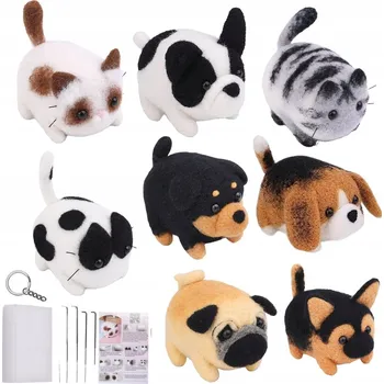 kreativní sada KREATIVNÍ SADA PRO PLSTĚNÍ DIY VLNA ČESANÁ PES NEBO KOČKA HRAČKA