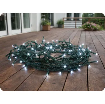 Vánoční dekorace LED vnější vánoční řetěz, 180 LED, 8.95m, přívod 3m, 8 funkcí, IP44, studená bílá [X08180212]