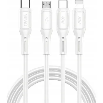 Datový kabel Kabel WIWU USB - USB typ C / microUSB / Lightning 1 m bílý