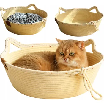 Pelíšek pro psa KOČIČÍ PELECH PRO KOČKY PROUTĚNÝ PELÍŠEK + PODLOŽKA MĚKKÝ POTAH SIEMIEC