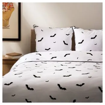 Bavlněné povlečení | GHOST TOWN | bavlna s netopýry a lemováním | 220x200 cm | 701788 Homla