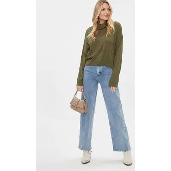 Dámský svetr ONLY Rolák 15294524 Zelená Regular Fit M
