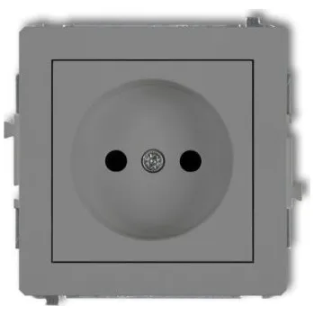 Elektrická zásuvka DECO Jednoduchá zásuvka bez uzemnění, šedá matná 27DGP-1p