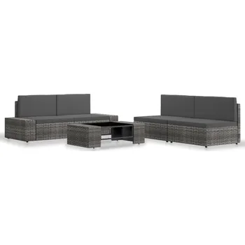Zahradní sestava 5dílná zahradní sedací souprava polyratan šedá - 8720286001998