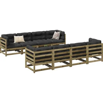 Zahradní sestava vidaXL 9dílná zahradní sedací souprava masivní borové dřevo [3299355] Barva: Přírodně impregnované