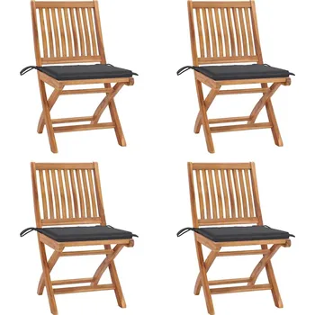 Skládací zahradní židle s poduškami 4 ks masivní teak - 8720286440179