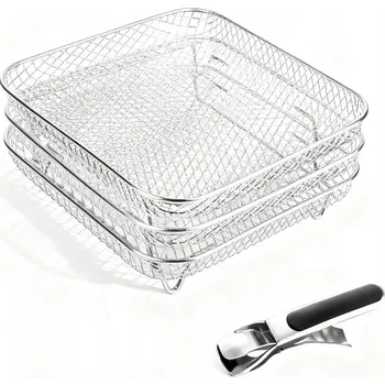 ORGANIZÉR ROŠT 3PATROVÝ DO AIR FRYERU HORKOVZDUŠNÉ FRITÉZY BEZ TUKU gril 20.7cm