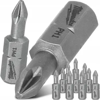 Bit 10x BIT MILWAUKEE Šroubovací bit PH1 25mm Magnetický hrot Philips pro vrtačky