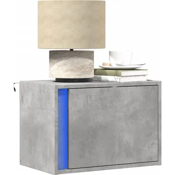 Noční stolek Nástěnný noční stolek s LED osvětlením betonově šedý - 8721102966606