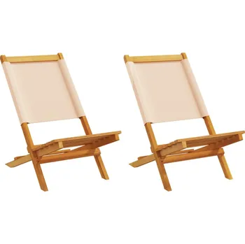 Zahradní židle 2 ks béžové masivní akáciové dřevo a textil - 8721012475335