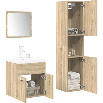 Koupelnový nábytek 4dílný set koupelnového nábytku dub sonoma kompozitní dřevo - 8721158662484