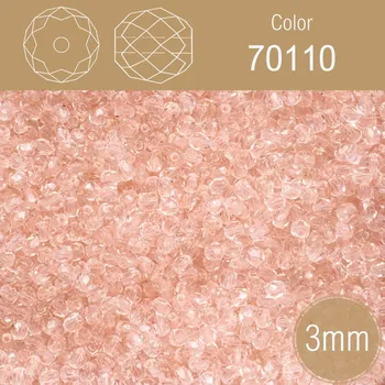 Módní doplněk Korálky BROUŠENÉ 3mm. Barva 70110 průhledná Růžová. Balení 150Ks.