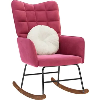 Křeslo Houpací křeslo vínové samet - 8721158362629