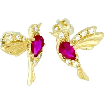 Módní doplněk Goldstore Zlaté náušnice kolibříci rubín a zirkony Váha: 1.95 g