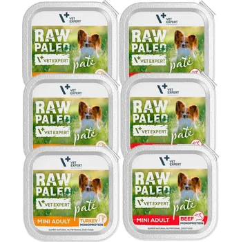 Krmivo pro psa Vetexpert RAW PALEO PATE MINI adult krůtí a hovězí maso 6x150g