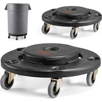 Odpadkový koš vozík na odpadkové koše, pro kontejnery o objemu 20, 32, 44 a 55 galonů, 2 balení, kulatý podstavec na odpadkové koše se 4 uzamykatelnými kolečky, vozík na sudy s nosností 500 liber, multifunkční vozík na kolečkách