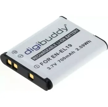DigiBuddy Baterie Nikon EN-EL19 700mAh 3.7V Li-Ion, kvalitní akumulátor pro digitální fotoaparáty, plnohodnotně nahrazuje originál
