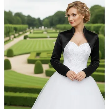 Bolerko Saténové bolerko s dlouhým rukávem - černé: BF-81 Vybraná velikost: 6XL