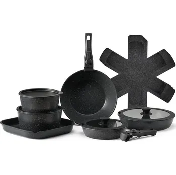 Sada nádobí Vevor 17-dílná sada nádobí, granitový nepřilnavý, indukce, do trouby, černá