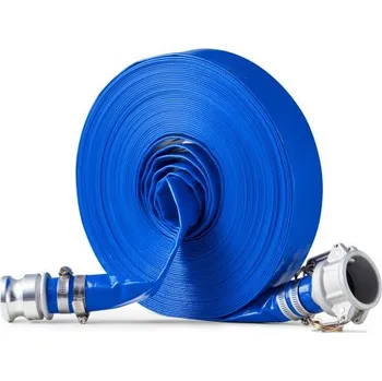 Zahradní hadice Hadice pro zpětný proplach , 38 mm (1,5 palce) x 30,5 m (100 stop), modrá vysoce kvalitní PVC hadice, se svorkami, Camlock, hliníkové koncovky, vhodná pro různá čerpadla, pro čištění odpadních vod, přepravu vody a další zemědělské účely