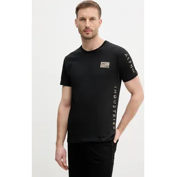 Pánské tričko Bavlněné tričko Alpha Industries Camo Sleeve T 156522 černá 99X, vel. L