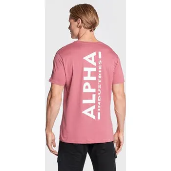 Pánské tričko Alpha Industries T-Shirt Backprint 128507 Růžová Regular Fit L